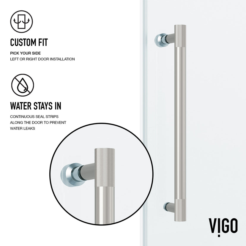 Hamilton Aerodynamic Frameless Sliding Bath Tub Door 56-60 in. Wide and 68 in. High – Matte Brushed Gold with Clear Tempered Glass