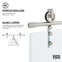 Hamilton Aerodynamic Frameless Sliding Bath Tub Door 56-60 in. Wide and 68 in. High – Matte Brushed Gold with Clear Tempered Glass