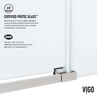 Stainless steel bar handle on frameless shower door, clear glass, reversible, includes mounting materials
