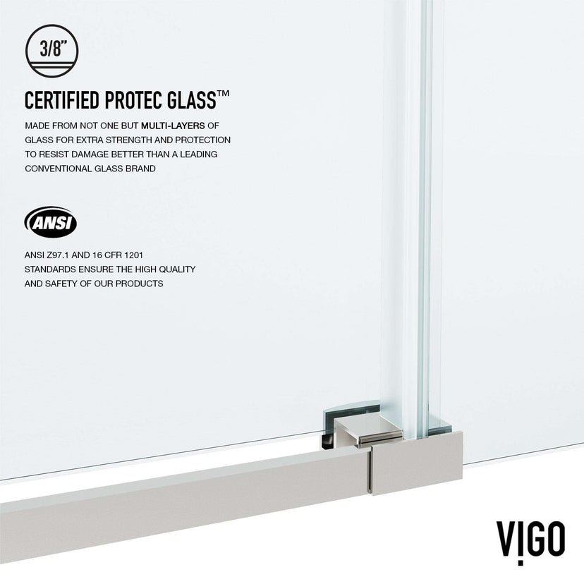 Stainless steel bar handle on frameless shower door, clear glass, reversible, includes mounting materials