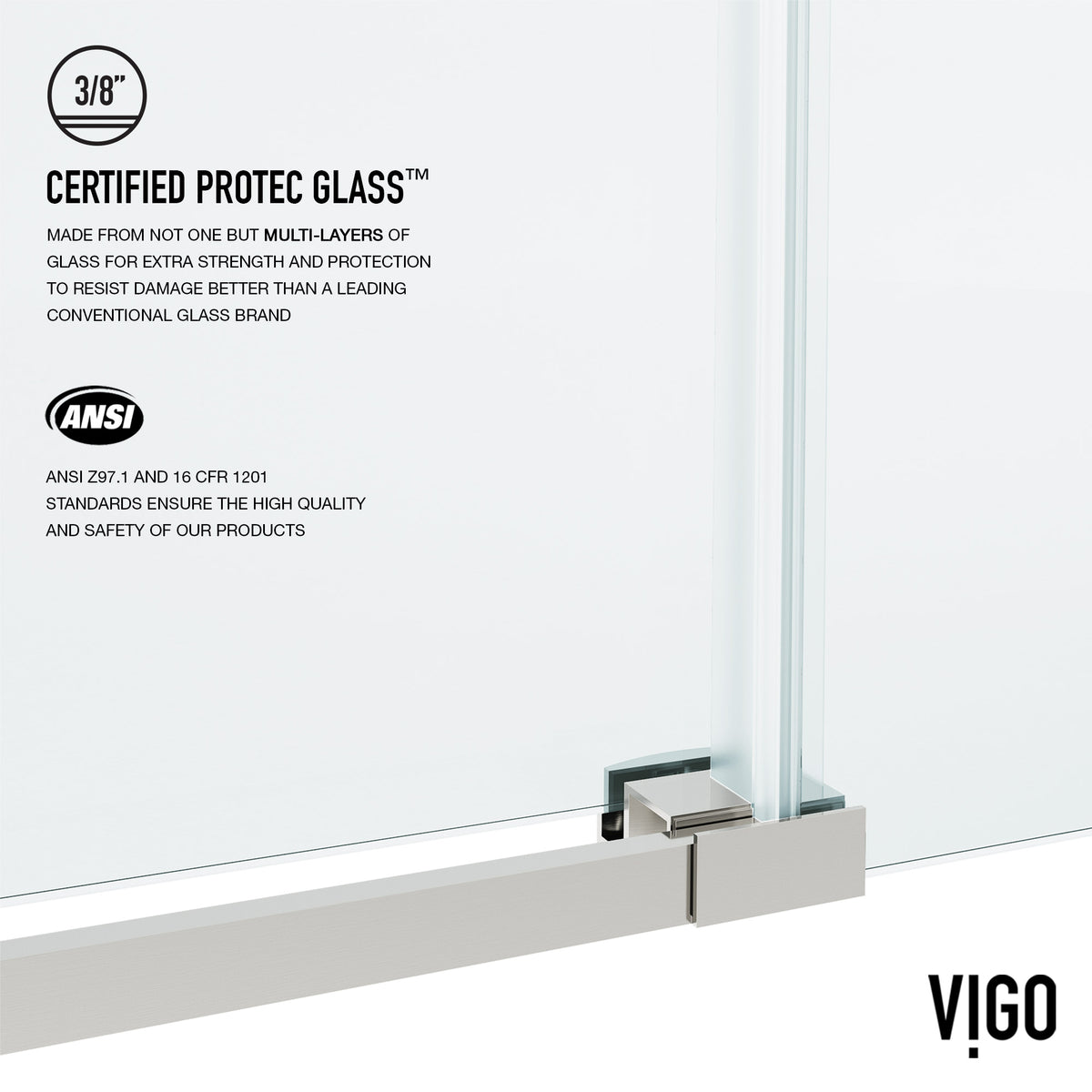 Hamilton Aerodynamic Frameless Sliding Bath Tub Door 56-60 in. Wide and 68 in. High – Matte Brushed Gold with Clear Tempered Glass
