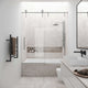 Stainless steel finish frameless sliding tub door with clear tempered glass, modern design, adjustable 56-60 in.
