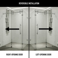 Winslow 34 in. L x 46 in. W x 74 in. H Frameless Sliding Rectangle Shower Enclosure and Satro 3-Piece Bath Hardware Set in Chrome