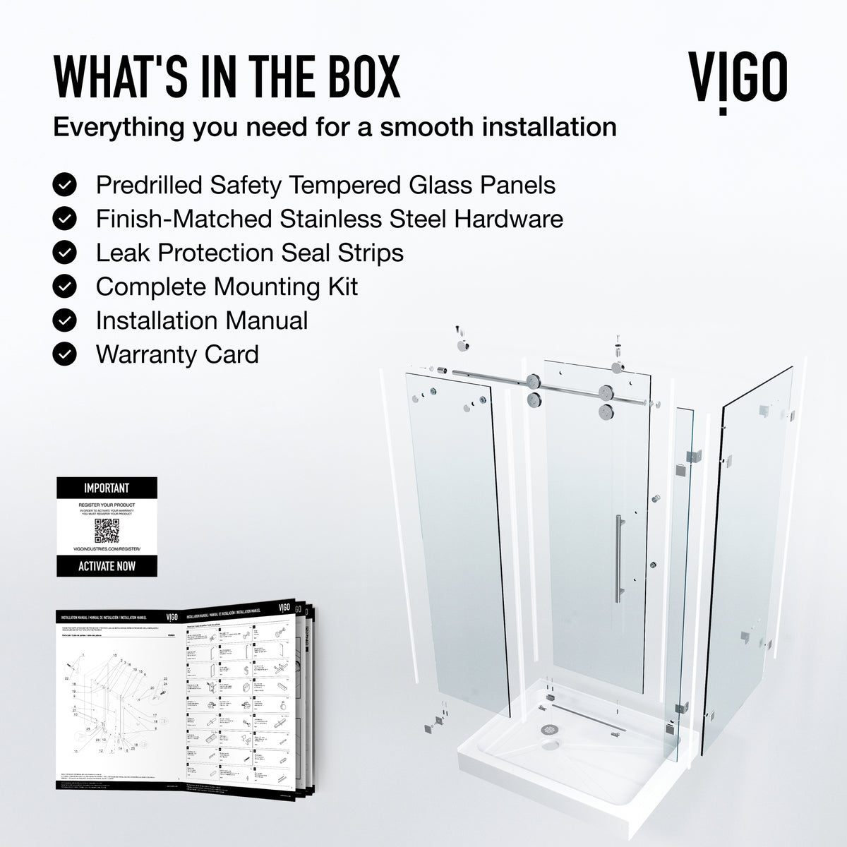 Elan Winslow Frameless Rectangle Shower Enclosure