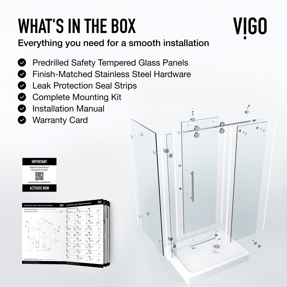 Elan Winslow Frameless Rectangle Shower Enclosure