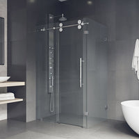 Standard installation frameless shower door with bar handle and clear glass