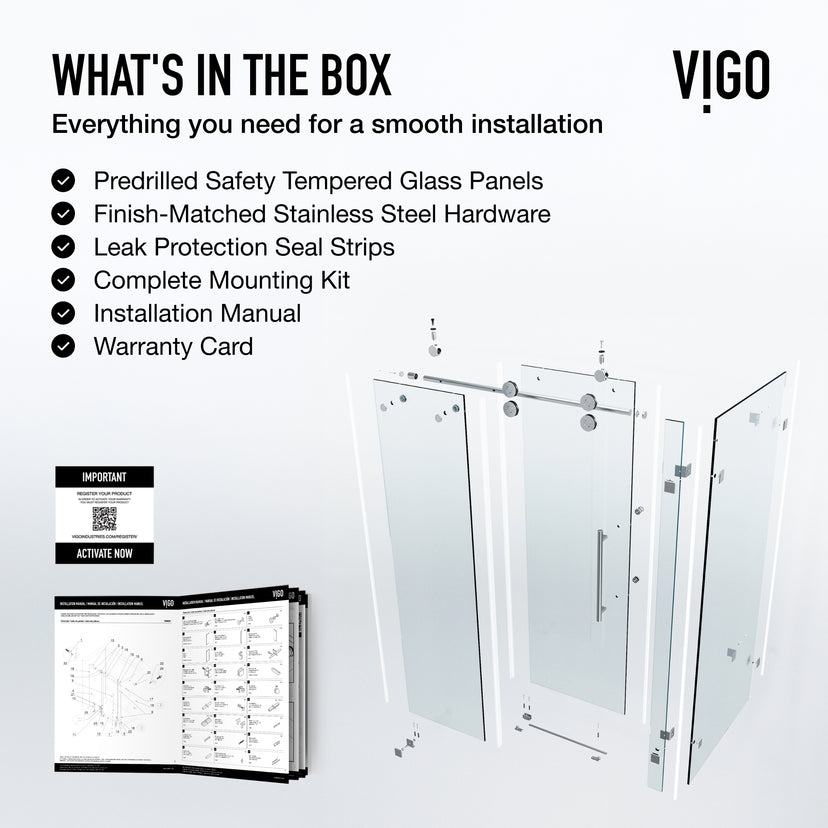 Winslow 34 in. L x 58 in. W x 74 in. H Frameless Sliding Rectangle Shower Enclosure and Meridian 4-Piece Bath Hardware Set in Chrome