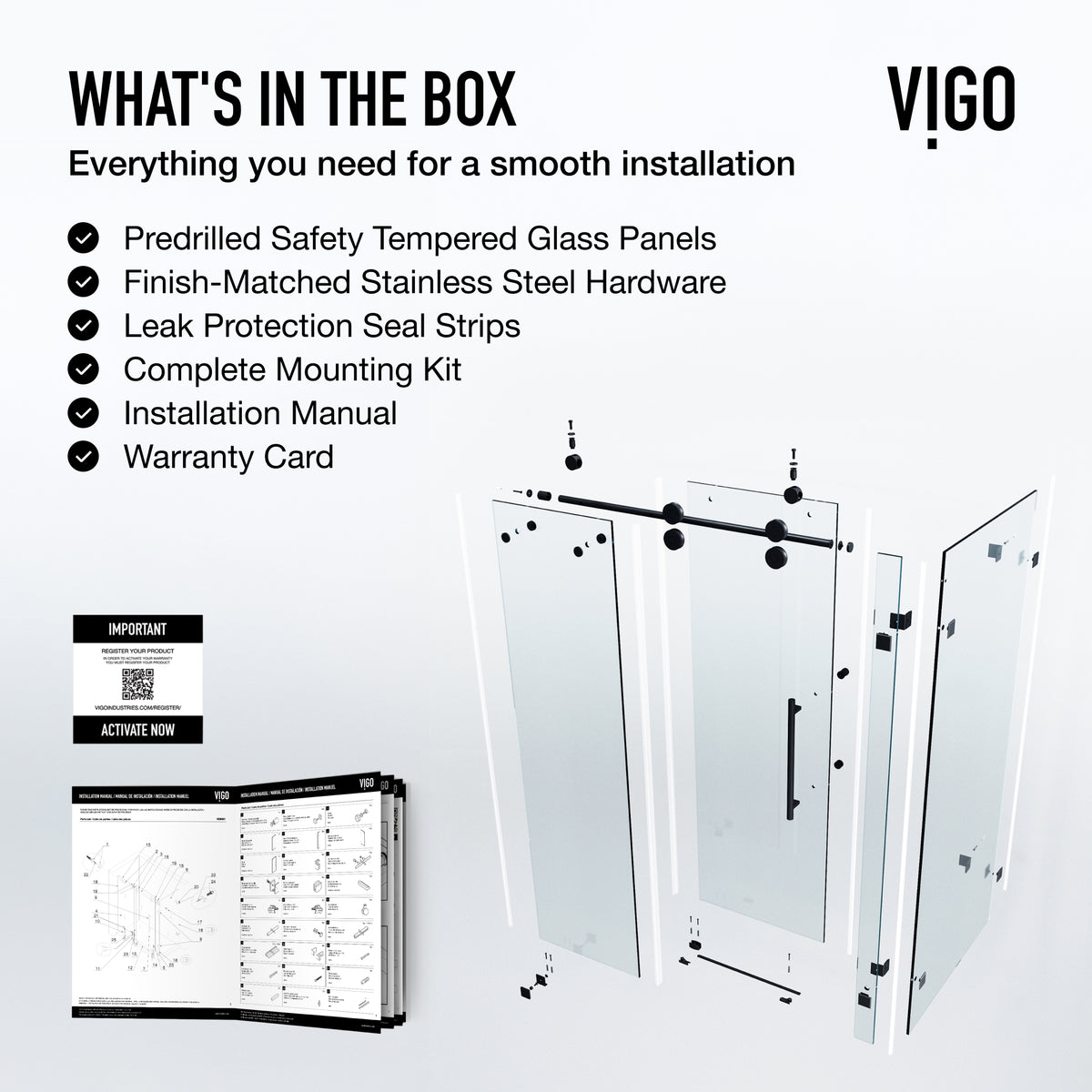 Elan Winslow Frameless Rectangle Shower Enclosure