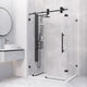 Matte black frameless sliding shower door with tempered clear glass