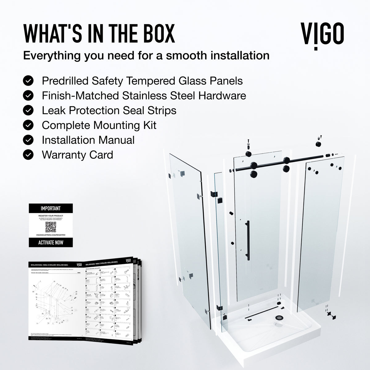 Elan Winslow Frameless Rectangle Shower Enclosure