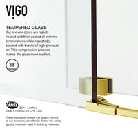 Winslow 34 in. L x 46 in. W x 74 in. H Frameless Sliding Rectangle Shower Enclosure and Satro 3-Piece Bath Hardware Set in Matte Brushed Gold