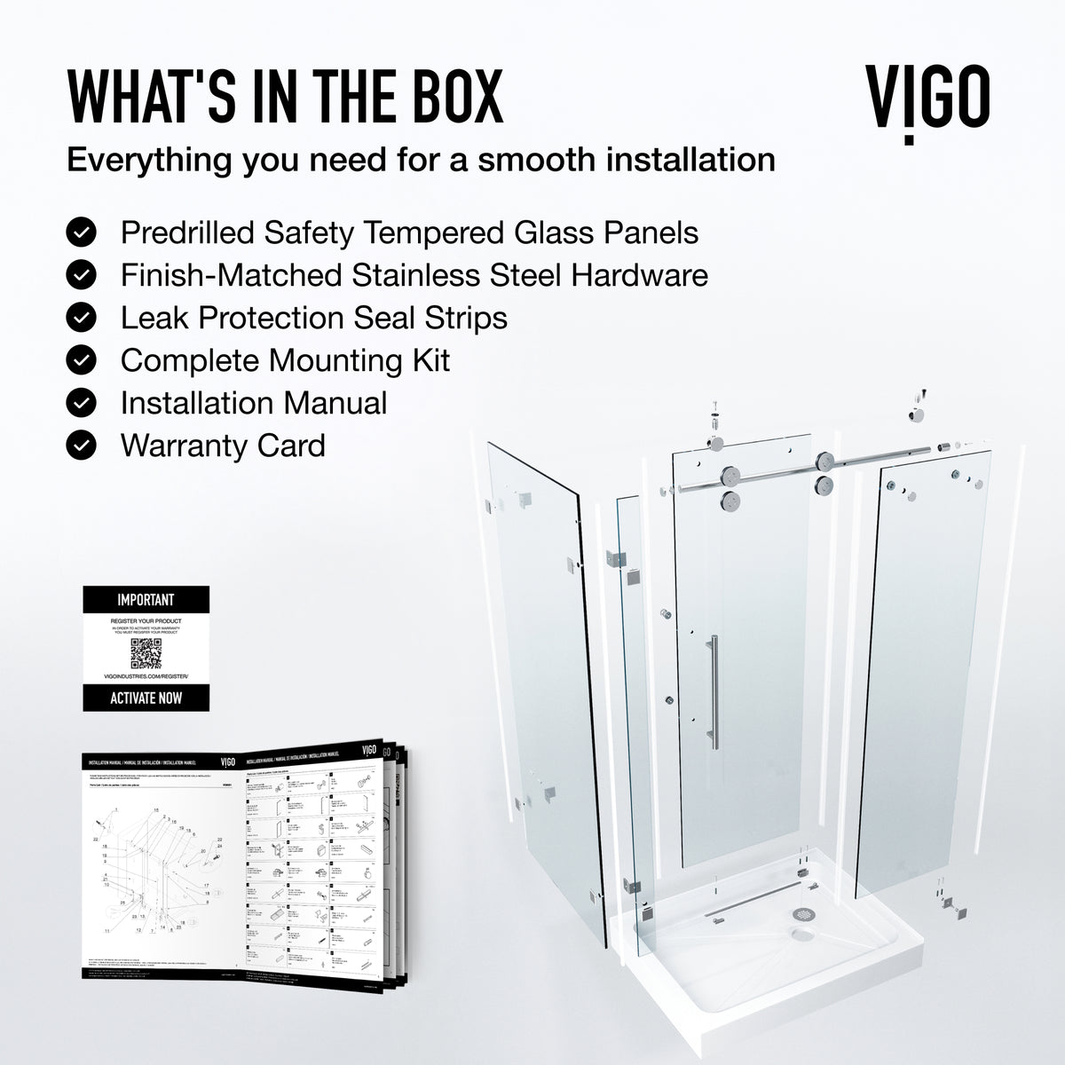 Elan Winslow Frameless Rectangle Shower Enclosure