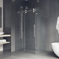 Standard installation frameless shower door with bar handle and clear glass