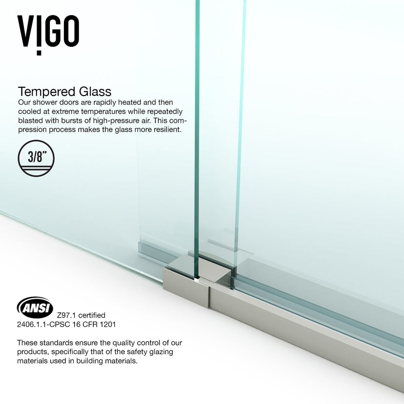 Sliding door shower with stainless steel hardware and clear tempered glass