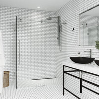 Elan E-Class 34 in. L x 46 in. W x 76 in. H Frameless Sliding Rectangle Shower Enclosure and Satro 3-Piece Bath Hardware Set in Chrome