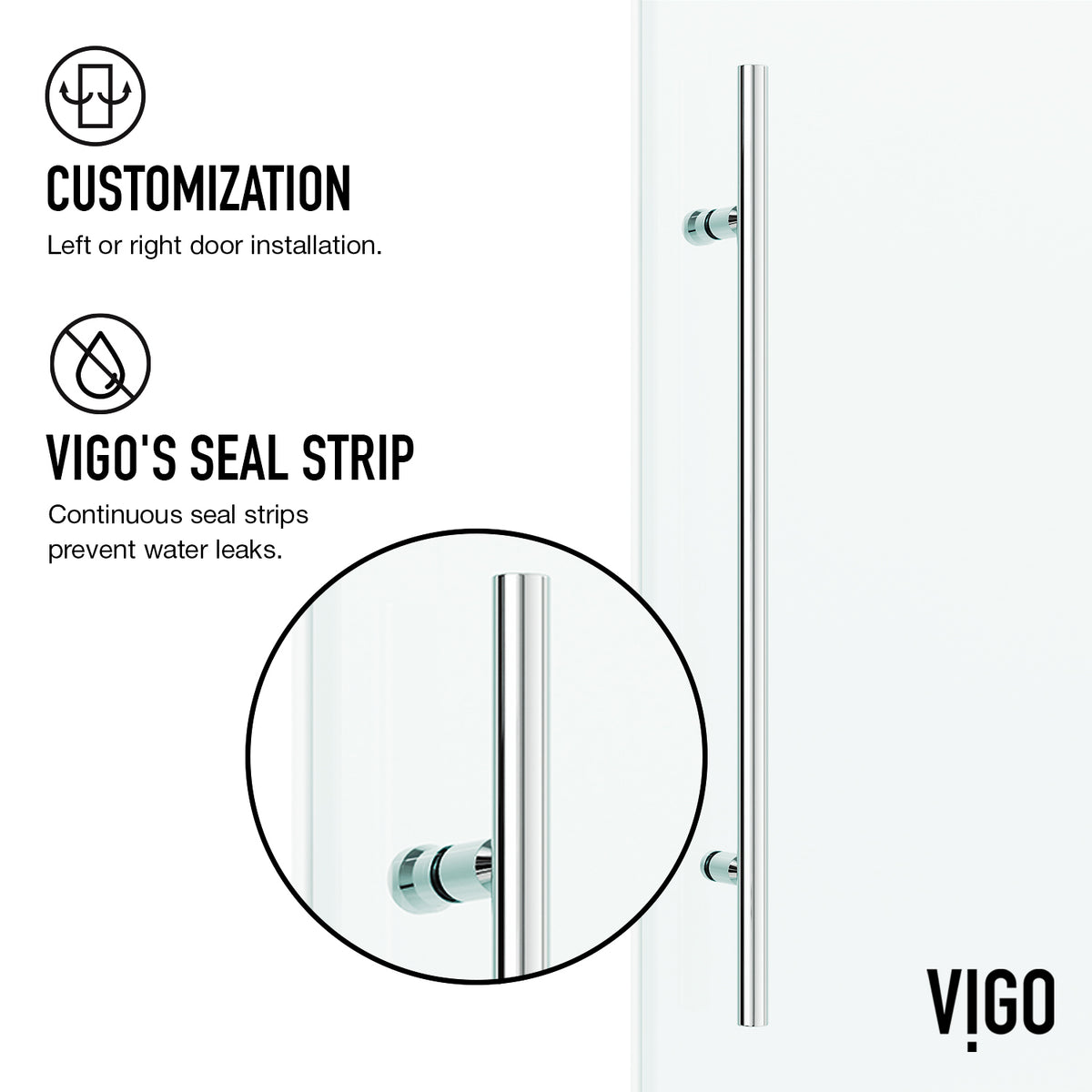 Elan E-Class 34 in. L x 46 in. W x 76 in. H Frameless Sliding Rectangle Shower Enclosure and Satro 3-Piece Bath Hardware Set in Chrome
