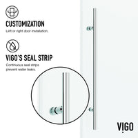 Elan E-Class 34 in. L x 46 in. W x 76 in. H Frameless Sliding Rectangle Shower Enclosure and Meridian 4-Piece Bath Hardware Set in Chrome