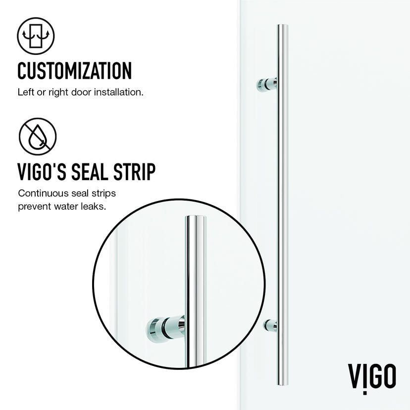 Elan E-Class 34 in. L x 46 in. W x 76 in. H Frameless Sliding Rectangle Shower Enclosure and Meridian 4-Piece Bath Hardware Set in Chrome