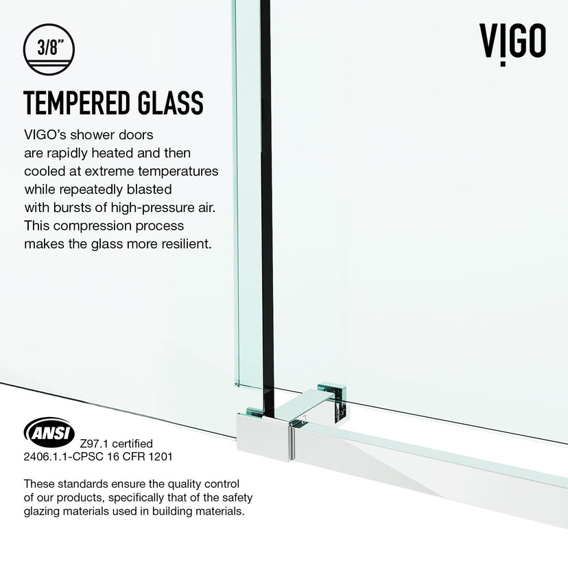 Elan E-Class 34 in. L x 46 in. W x 76 in. H Frameless Sliding Rectangle Shower Enclosure and Meridian 4-Piece Bath Hardware Set in Chrome
