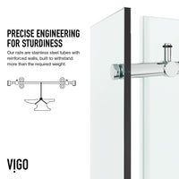 Elan E-Class 34 in. L x 46 in. W x 76 in. H Frameless Sliding Rectangle Shower Enclosure and Meridian 4-Piece Bath Hardware Set in Chrome