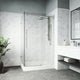 Elan E-Class frameless rectangle shower enclosure with stainless steel frame and white draining base