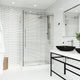 Elan E-Class frameless rectangle shower enclosure with stainless steel frame and white shower base