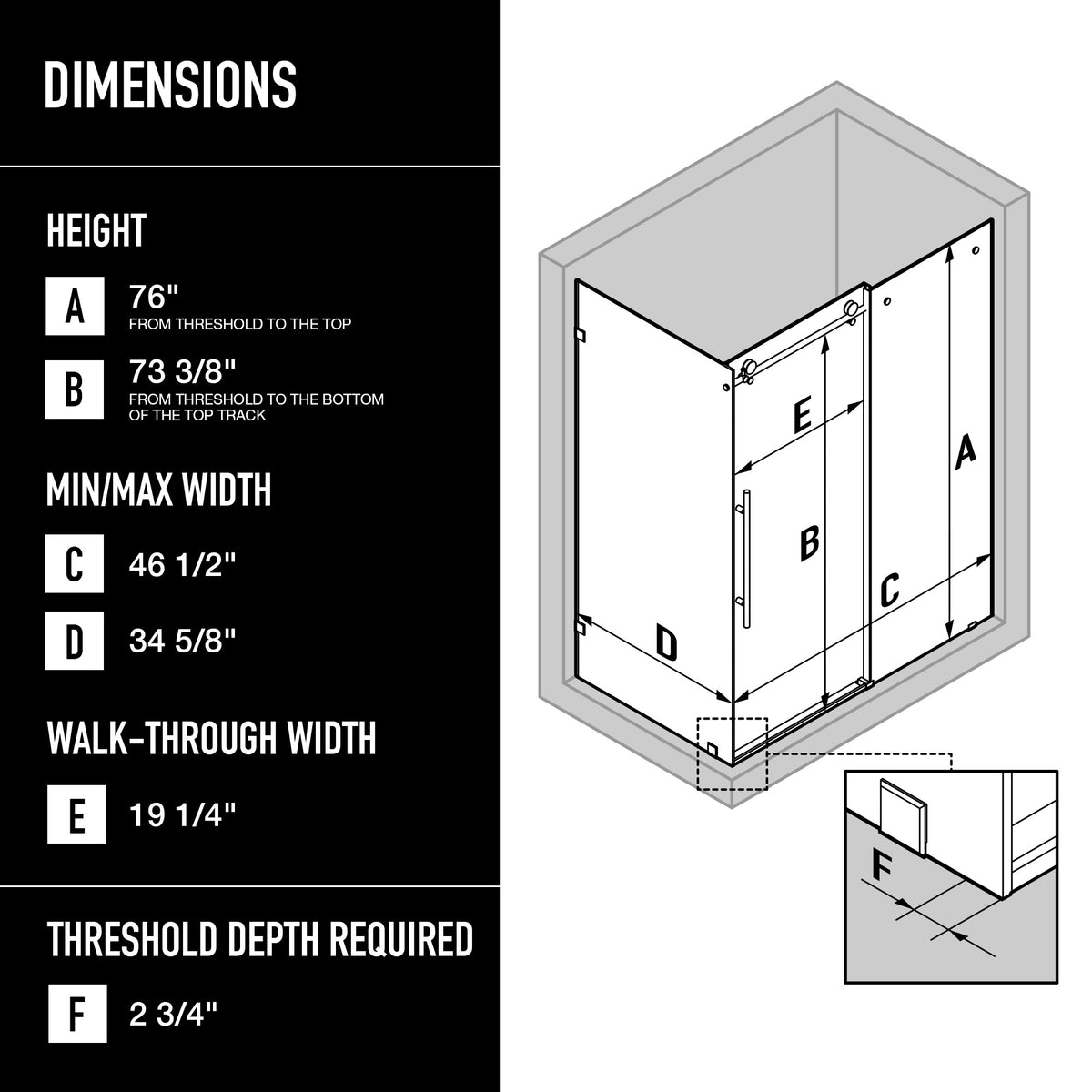 Elan E-Class Frameless Rectangle Shower Enclosure