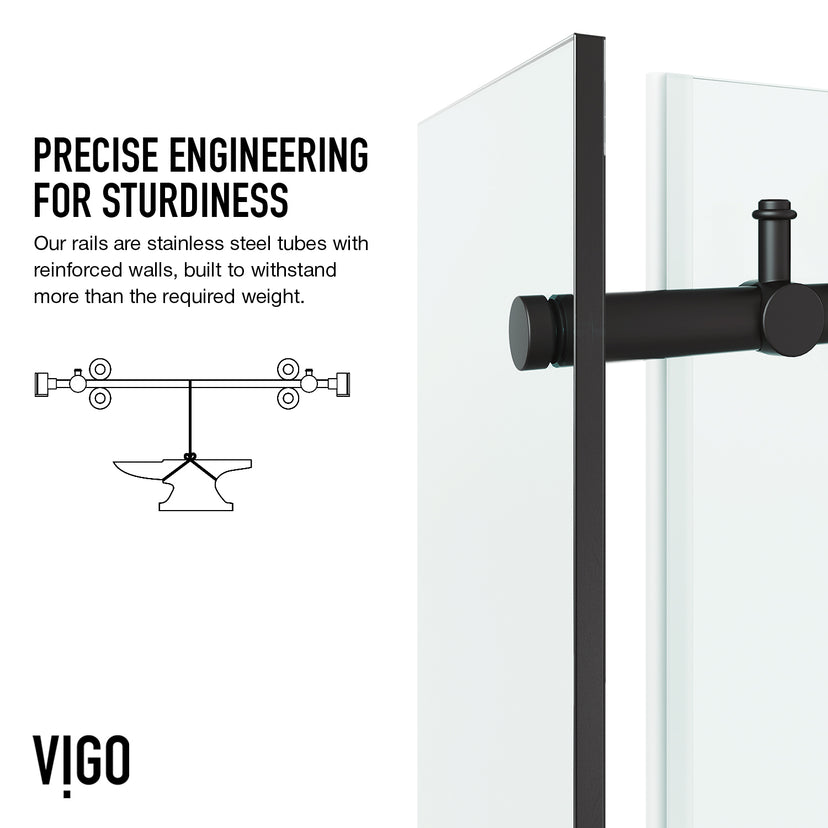 Elan E-Class 34 in. L x 46 in. W x 76 in. H Frameless Sliding Rectangle Shower Enclosure and Elan 24 in. Linear Shower Drain in Matte Black