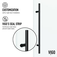 Elan E-Class 34 in. L x 46 in. W x 76 in. H Frameless Sliding Rectangle Shower Enclosure and Meridian 4-Piece Bath Hardware Set in Matte Black