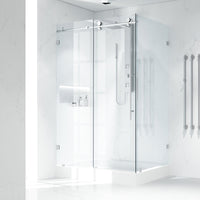 Stainless steel frameless sliding shower door with right installation and clear tempered glass
