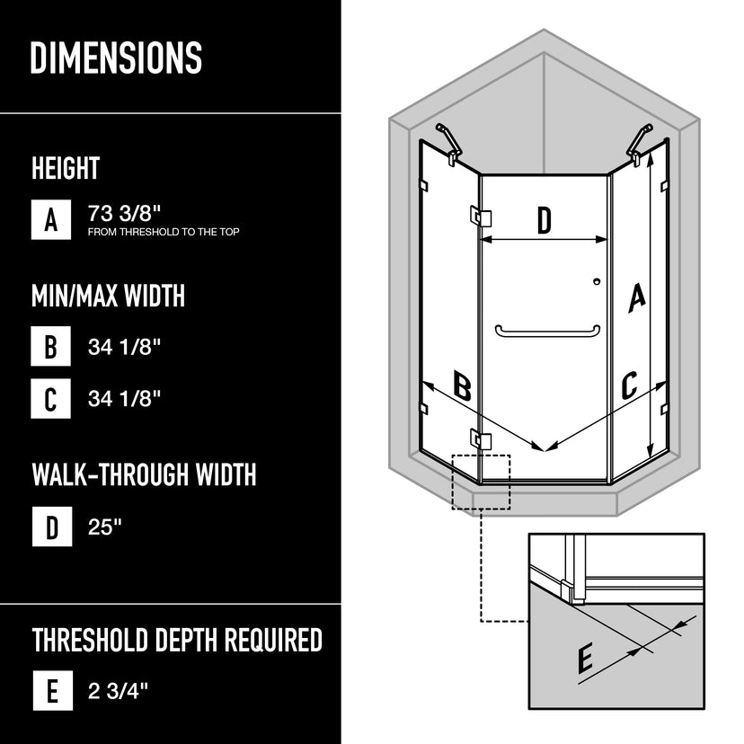 Piedmont Frameless Neo-Angle Shower Enclosure