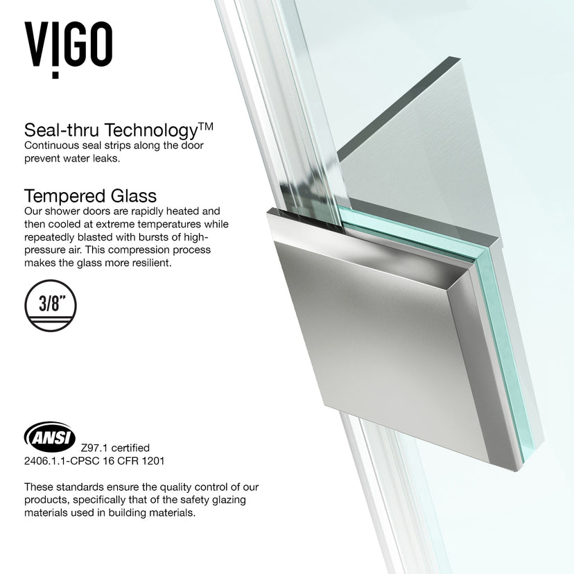 Piedmont 34 in. L x 34 in. W x 73 in. H Frameless Hinged Neo-angle Shower Enclosure and Satro 3-Piece Bath Hardware Set in Brushed Nickel