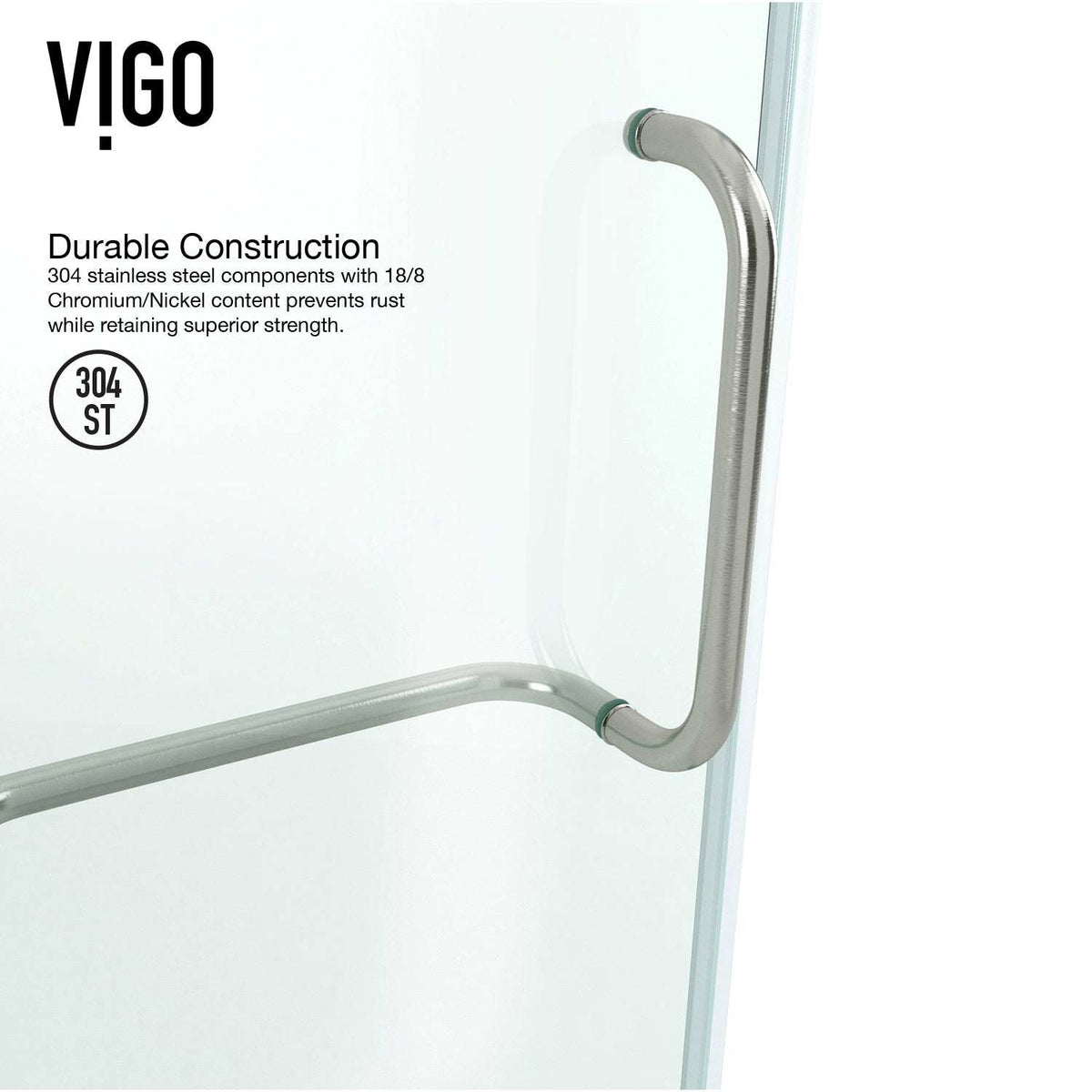 Brushed nickel frameless shower with base and left or right handle position