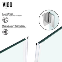 Piedmont 36 in. L x 36 in. W x 73 in. H Frameless Hinged Neo-angle Shower Enclosure and Satro 3-Piece Bath Hardware Set in Chrome