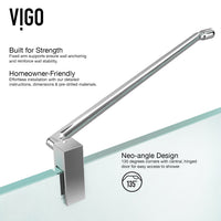 Piedmont 36 in. L x 36 in. W x 73 in. H Frameless Hinged Neo-angle Shower Enclosure and Satro 3-Piece Bath Hardware Set in Chrome