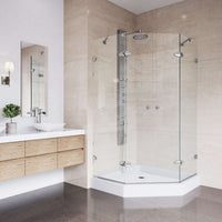 Double hinged shower door with base and reversible installation