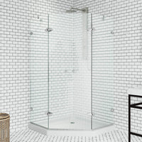 Chrome shower enclosure with base and tempered glass
