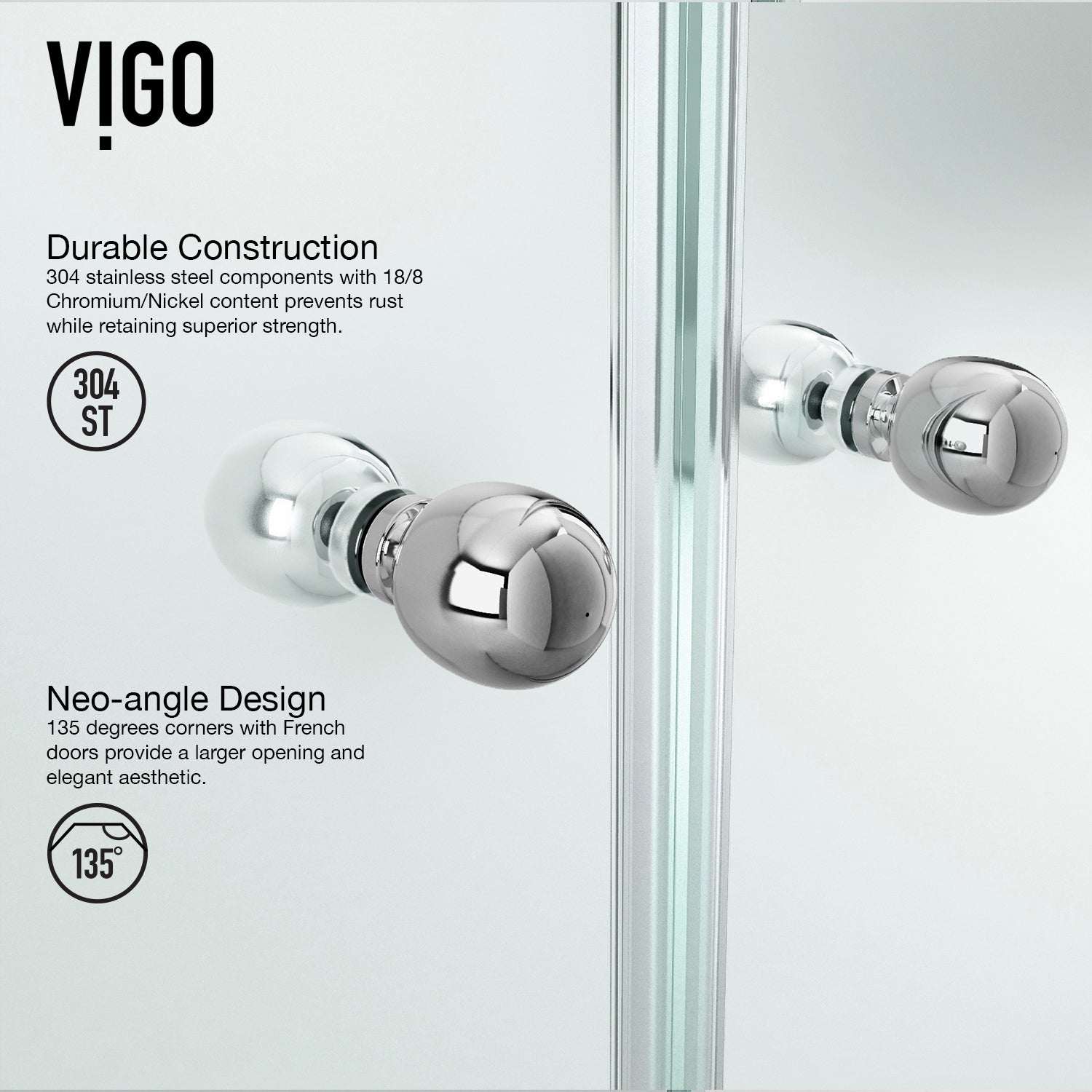 Shower enclosure with magnalock and seal-through technology and chrome finish