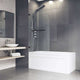 Stainless steel hardware tub door with antique rubbed bronze frame and tempered glass
