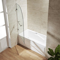 Orion 34 in. W x 58 in. H Frameless Hinged Tub Door and Satro 3-Piece Bath Hardware Set in Chrome