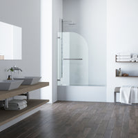 Orion 34 in. W x 58 in. H Hinged Frameless Tub Door in Chrome with 5/16 in. (8mm) Clear Glass and Cass 3-Piece Bath Hardware Set