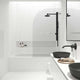 Reversible hinged tub door with tempered glass and chrome frame