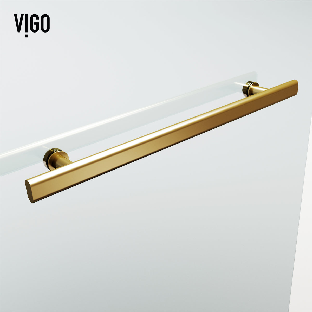 Orion 34 in. W x 58 in. H Hinged Frameless Tub Door in Matte Brushed Gold with 5/16 in. (8mm) Clear Glass and Cass 4-Piece Bath Hardware Set