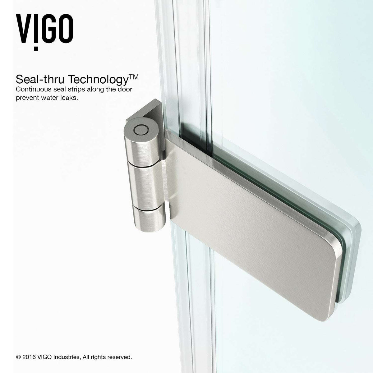 Clear glass shower door with stainless steel hardware and stainless steel finish