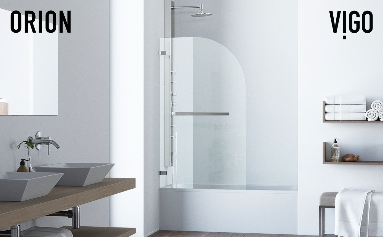 Orion Hinged Frameless Tub Door with Clear Glass