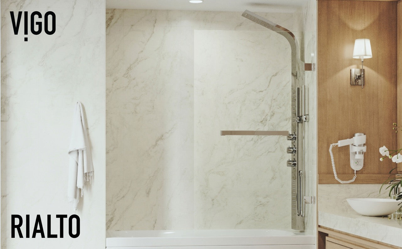 VIGO Rialto Frameless Hinged Tub Door 