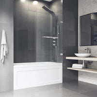Rialto 34 in. W x 58 in. H Hinged Frameless Tub Door in Chrome with 5/16 in. (8mm) Clear Glass and Cass 4-Piece Bath Hardware Set