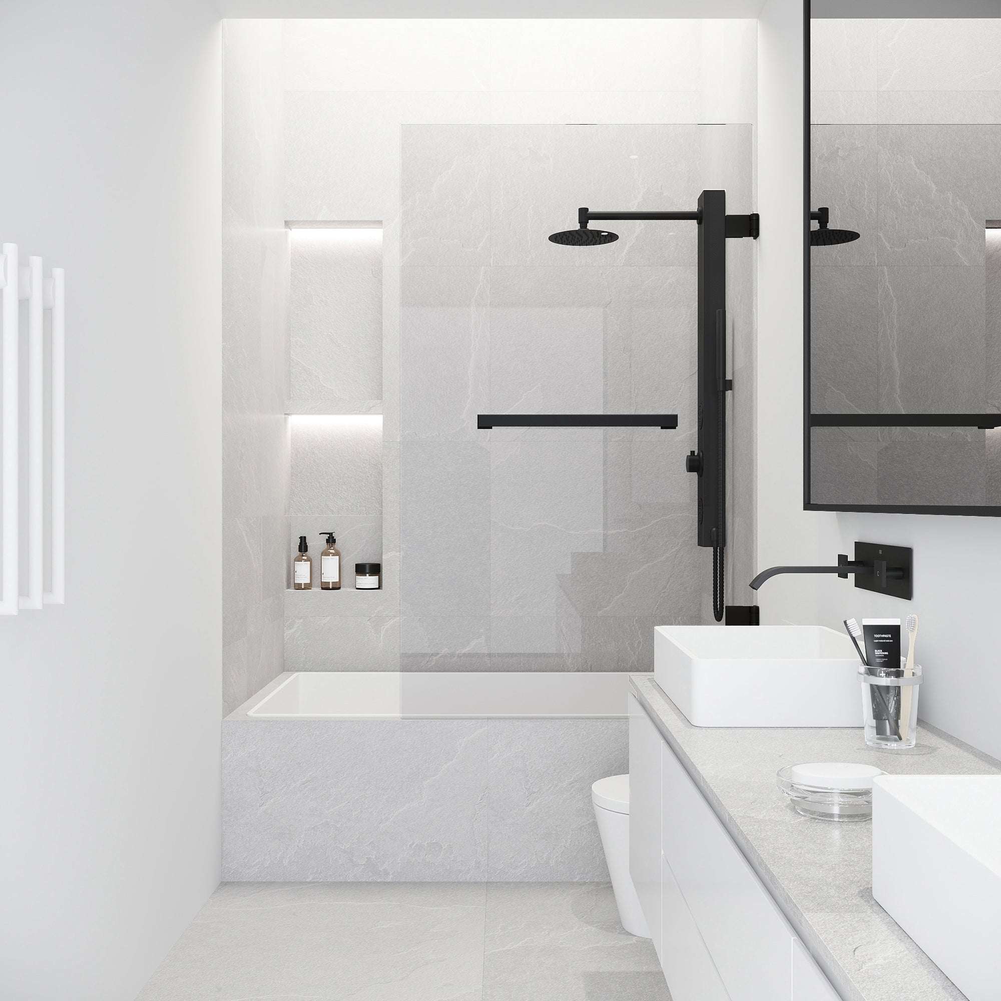 Rialto – 34 in. W X 58 in. H Frameless Hinged Tub Door with 5/16