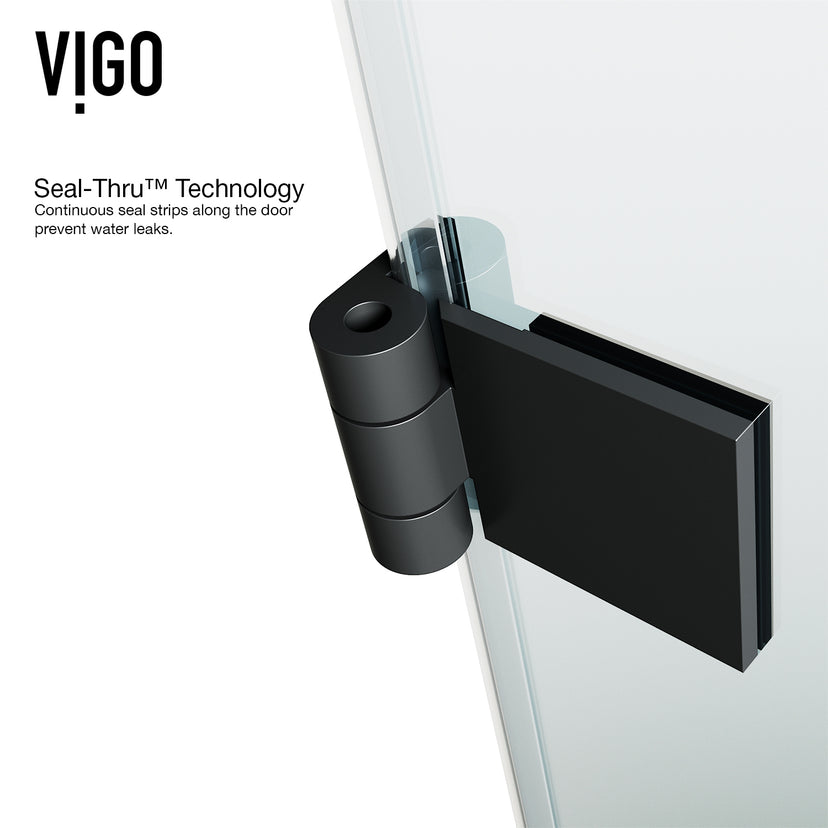 Rialto 34 in. W x 58 in. H Hinged Frameless Tub Door in Matte Black with 5/16 in. (8mm) Clear Glass and Satro 3-Piece Bath Hardware Set