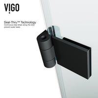 Rialto 34 in. W x 58 in. H Hinged Frameless Tub Door in Matte Black with 5/16 in. (8mm) Clear Glass and Cass 3-Piece Bath Hardware Set
